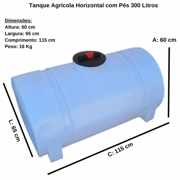 Tanque Silo Agrícola Horizontal 300 Litros com pés - Image 3